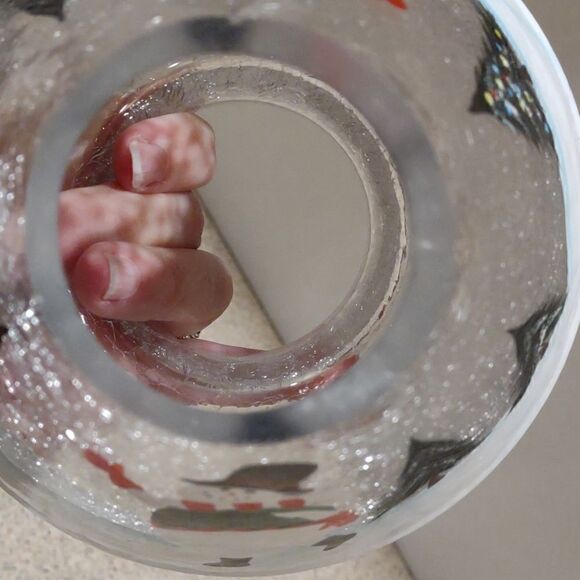 Vintage YANKEE CANDLE  SHADE Snowman Crackle Glass  Gorgeous.  Y4 - Picture 3 of 7